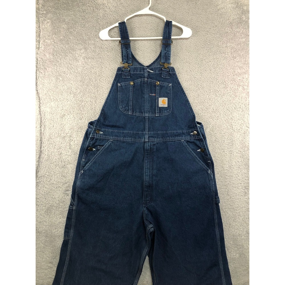 Carhartt Overalls Men 40x32 Blue Bib Carpenter R07-DST Denim Workwear